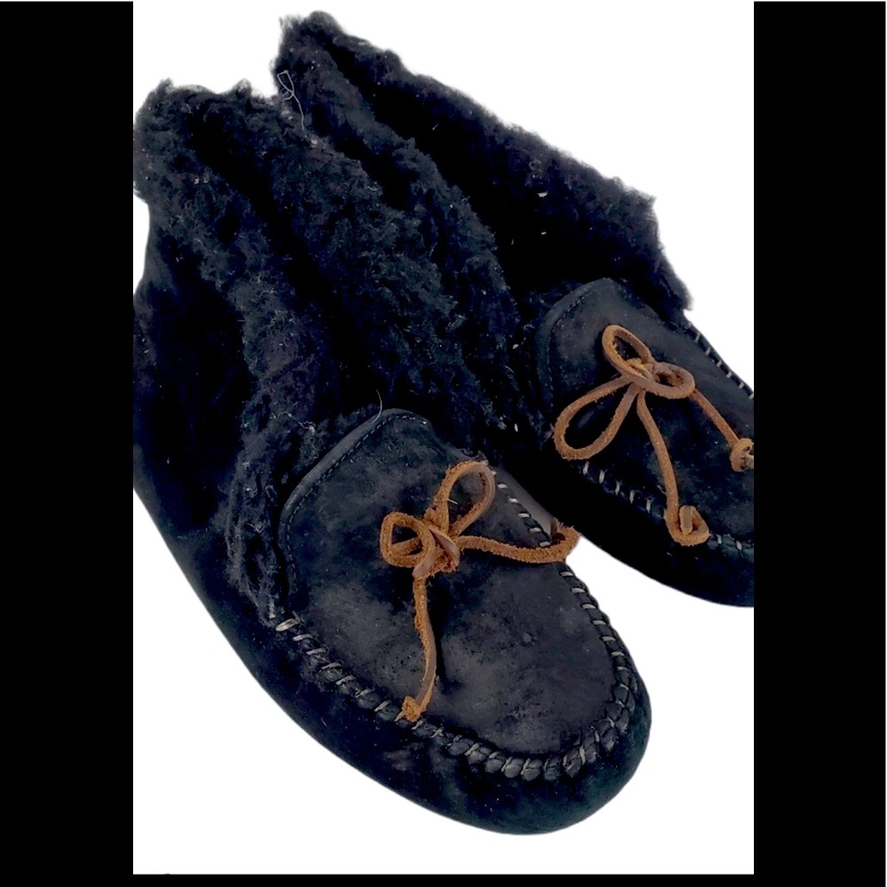 Ugg Alena Moccasin Slippers Black Suede US 8